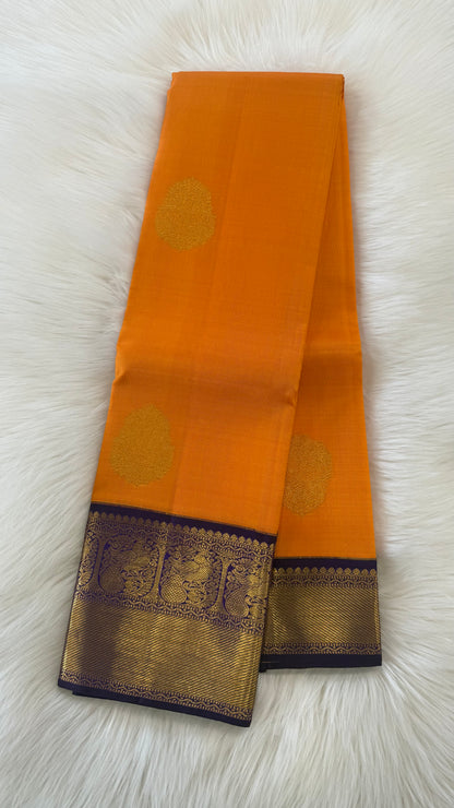 TRADITIONAL MAMBALAM CONTRAST PURPLE GOLD ZARI HANDLOOM KANICHIPURAM SILK SAREE (KSS47)