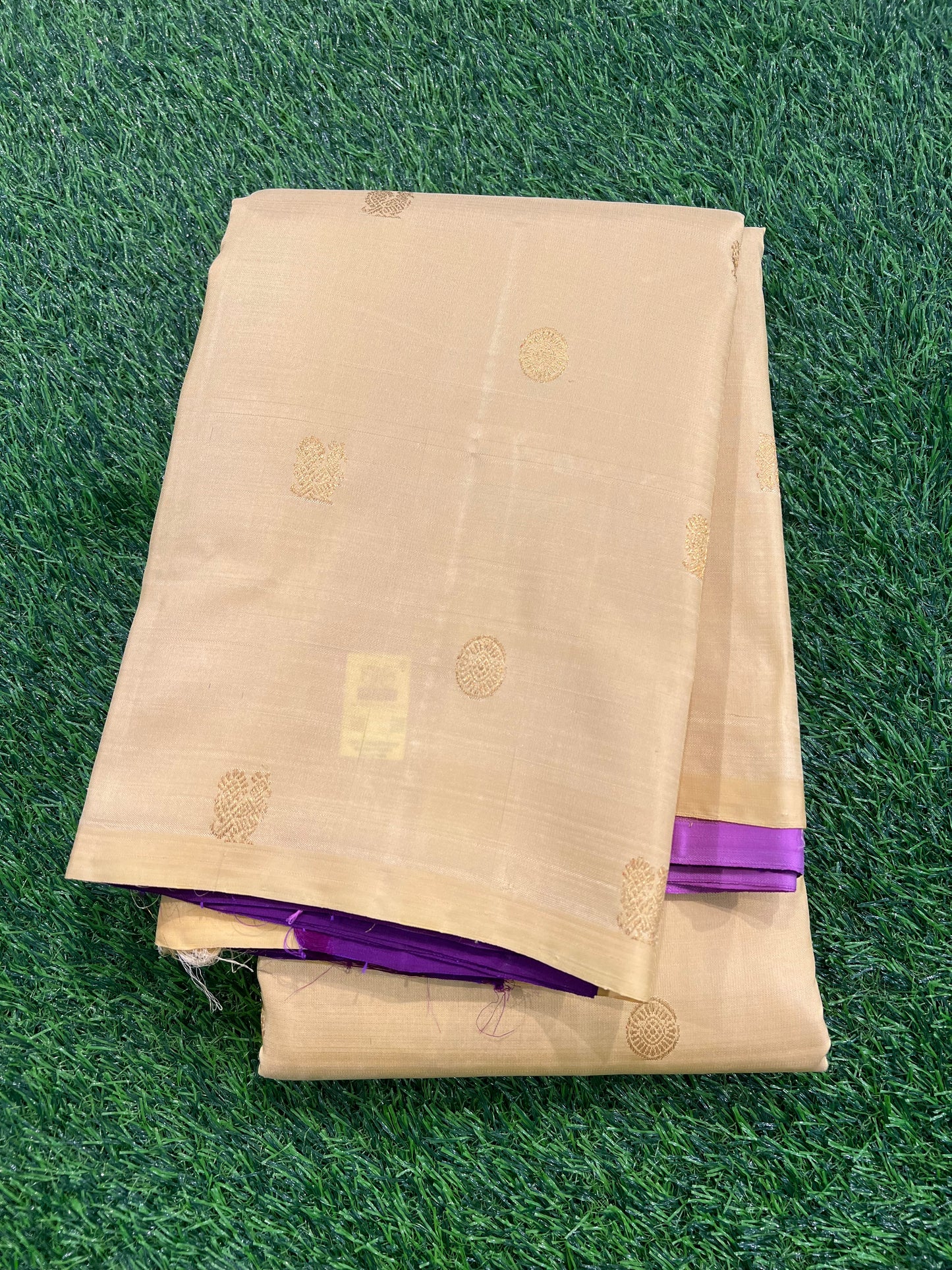 PASTEL YELLOW HALF & HALF KANCHIPURAM HANDLOOM SILK SAREE