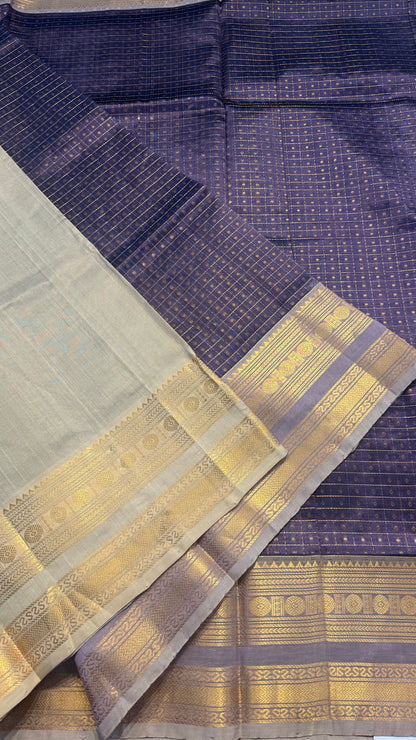LAKSHA DEEPAM TARO WITH CREAM HANDLOOM KANCHIPURAM SILK COTTON (KSC54)