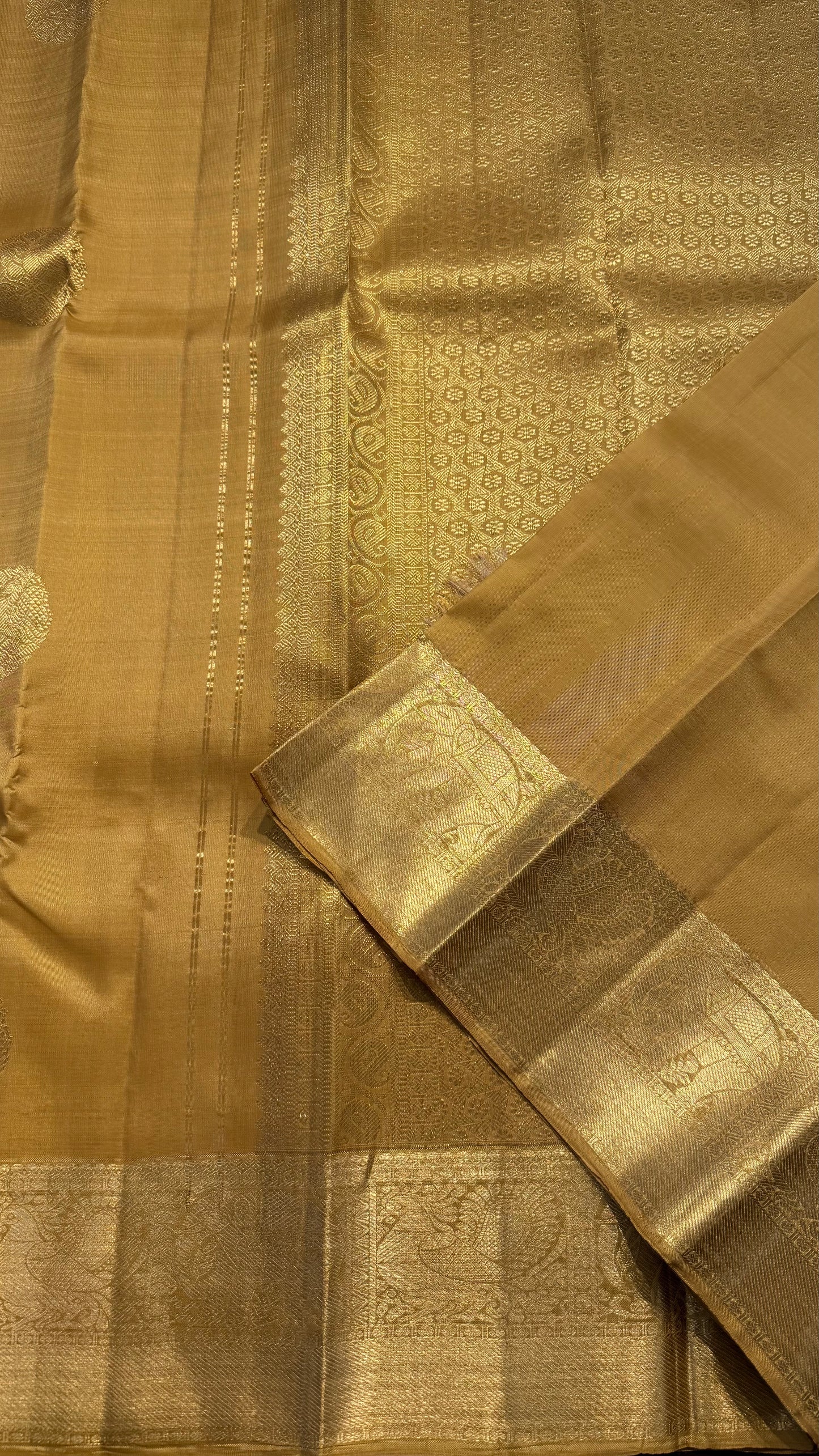 MUSTARD YELLOW HANDLOOM KANICHIPURAM SILK SAREE (KSS331)