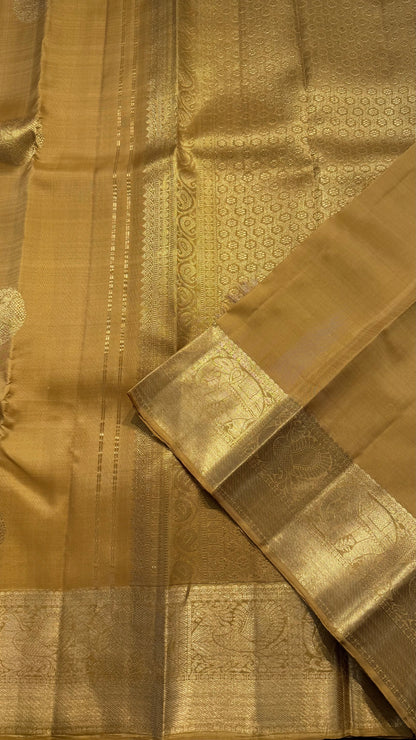 MUSTARD YELLOW HANDLOOM KANICHIPURAM SILK SAREE (KSS331)