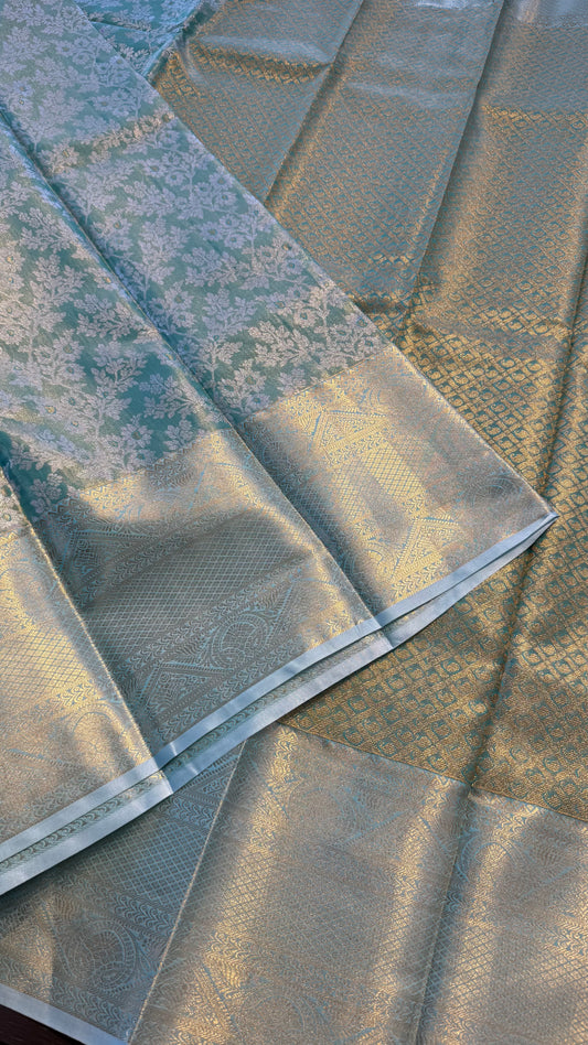 BLUE SEMI SILK KANICHIPURAM SILK SAREE (SSKS33)