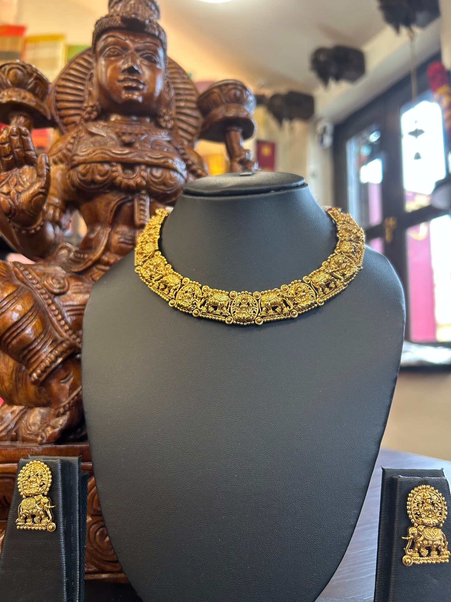 Gajalaxmi Gold Temple Necklace Set