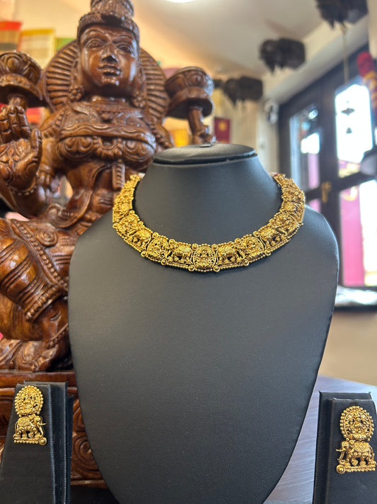 Gajalaxmi Gold Temple Necklace Set