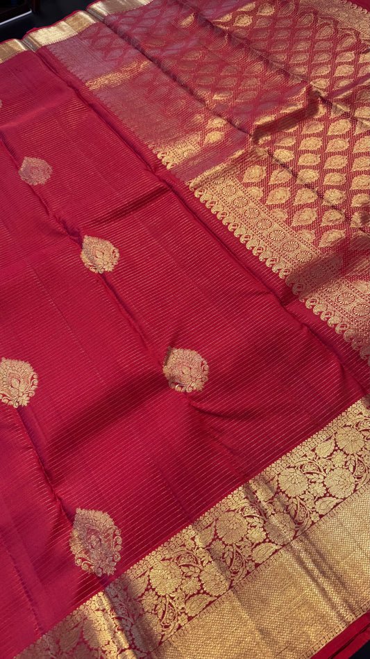 RED GOLD ZARI HANDLOOM KANCHIPURAM SILK SAREE (KSS437)