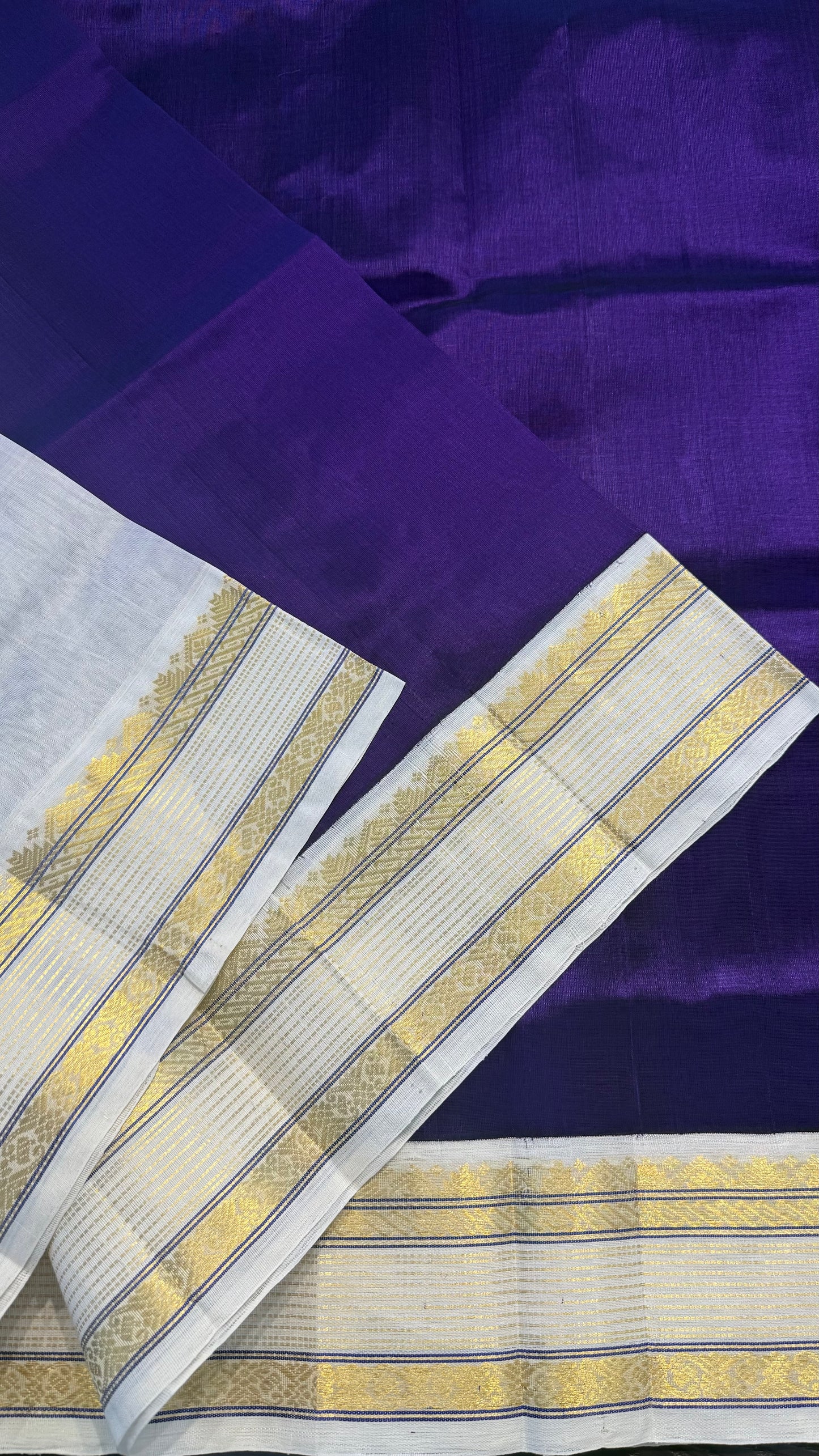 INDIGO PURPLE WITH CONTRAST WHITE KANCHIPURAM SILK COTTON (KSC26)
