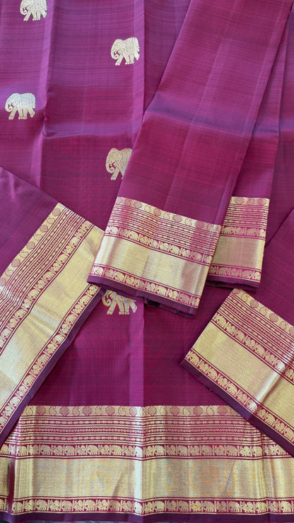 MAROON GOLD ZARI HANDLOOM KANICHIPURAM SILK SAREE (KSS192)