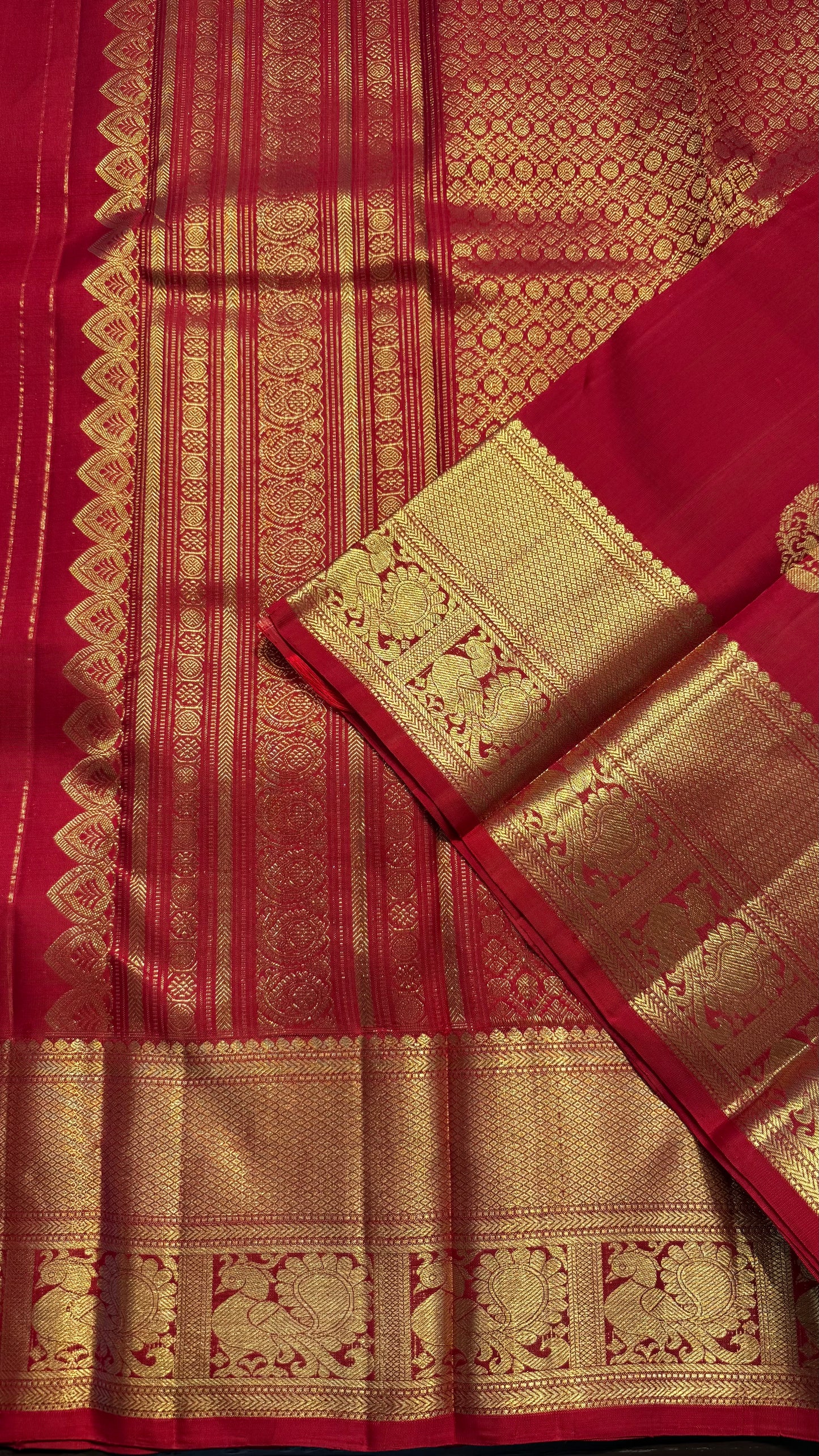 RED GOLD ZARI HANDLOOM KANCHIPURAM SILK SAREE (KSS387)