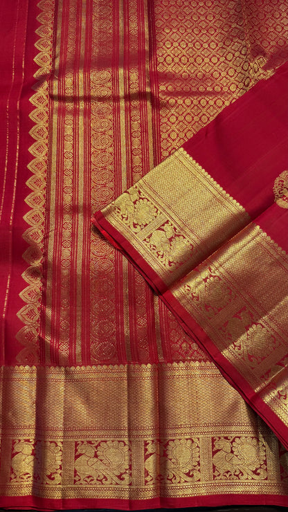 RED GOLD ZARI HANDLOOM KANCHIPURAM SILK SAREE (KSS387)