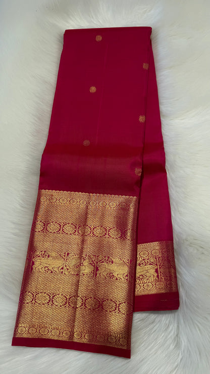 BARBIE PINK PURE HANDLOOM KANCHIPURAM  SILK SAREE (KSS 568)