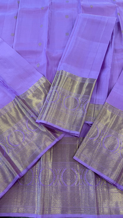 LAVENDER GOLD ZARI HANDLOOM KANICHIPURAM SILK SAREE (KSS152)