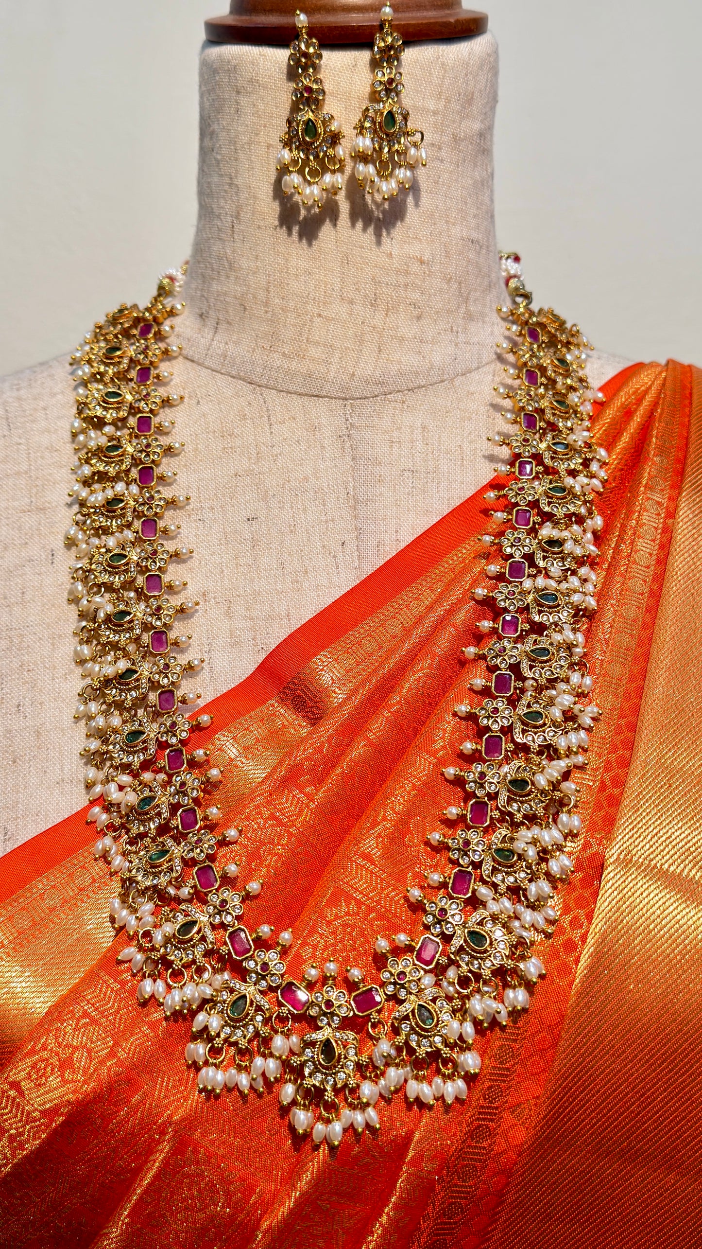 KAIRAVI TRADITIONAL GUTTAPUSALU LONG NECKLACE SET
