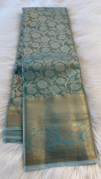 BLUE SEMI SILK KANICHIPURAM SILK SAREE (SSKS32)