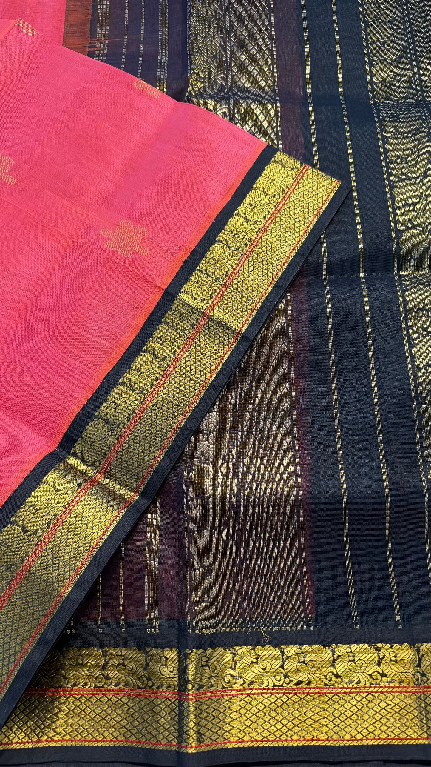 KANAKAMBARAM WITH CONTRAST DARK BROWN KANCHIPURAM SILK COTTON (KSC11)