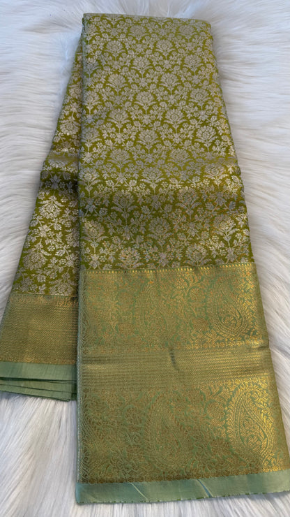 LIME GREEN SEMI SILK KANICHIPURAM SILK SAREE (SSKS21)