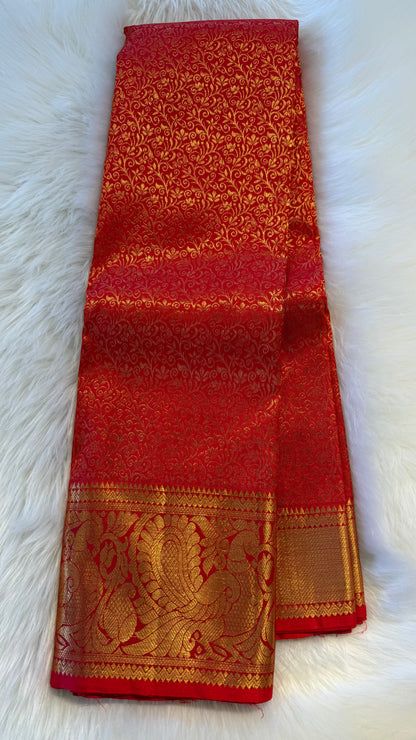 CHILLI RED FULL GOLD ZARI PURE HANDLOOM KANCHIPURAM SILK SAREE (KSS 506)