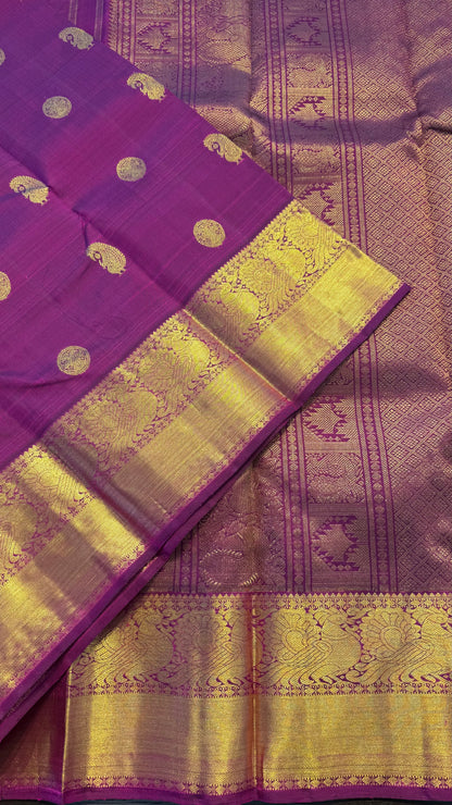 ROYAL PURPLE GOLD ZARI HANDLOOM KANCHIPURAM SILK SAREE (KSS107)