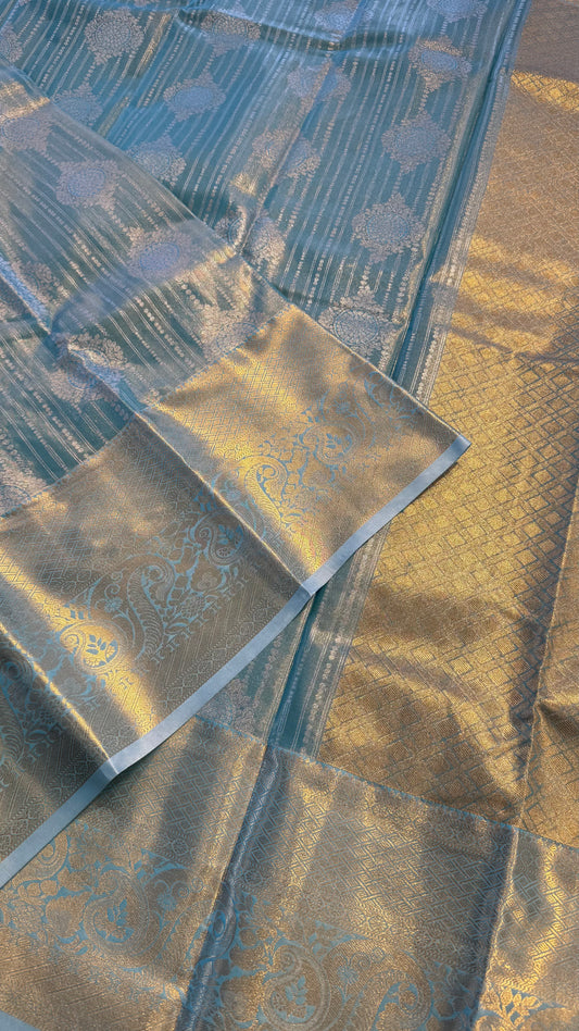 SKY BLUE SEMI SILK KANICHIPURAM SILK SAREE (SSKS27)