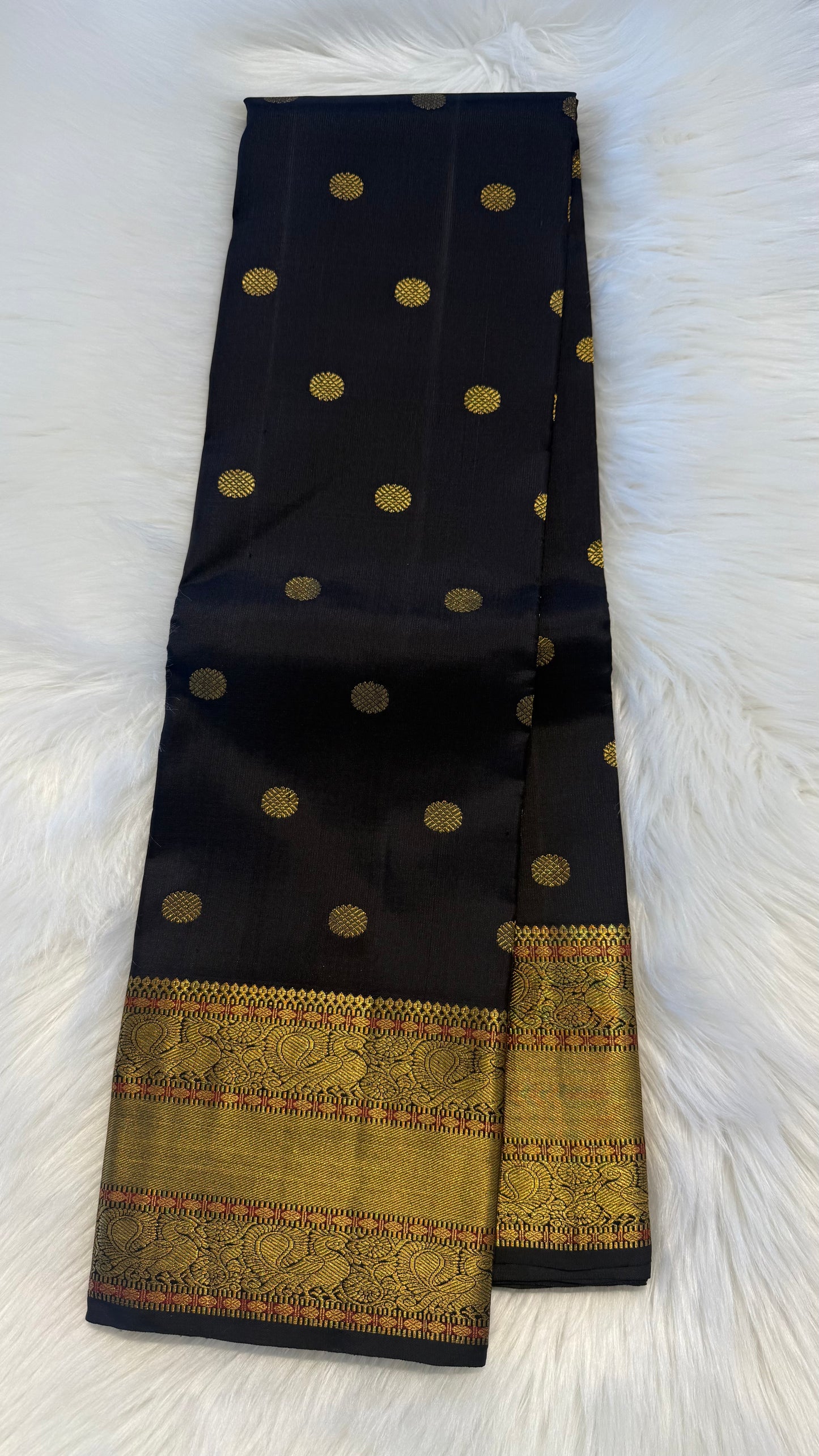 BLACK GOLD ZARI HANDLOOM KANICHIPURAM SILK SAREE (KSS210)