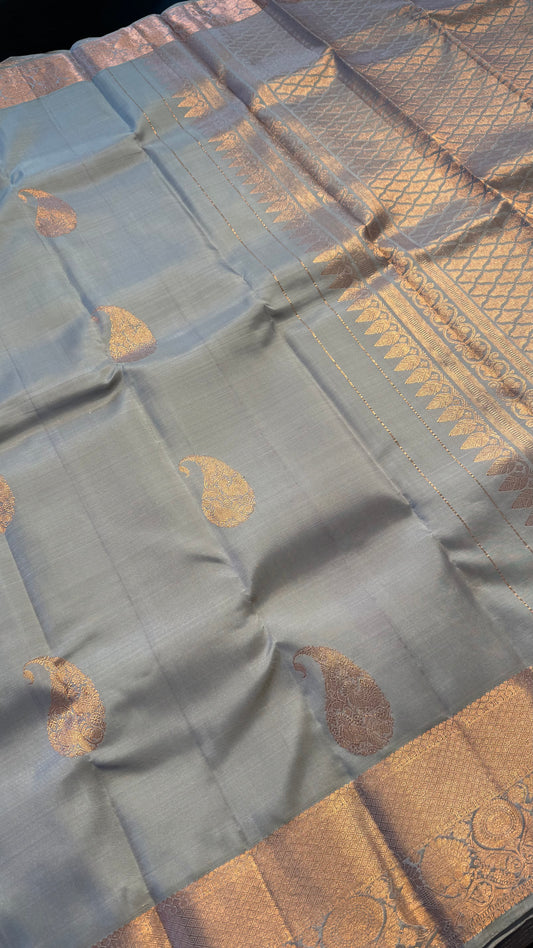 SAGE GREEN HANDLOOM KANCHIPURAM SILK SAREE (KSS319)