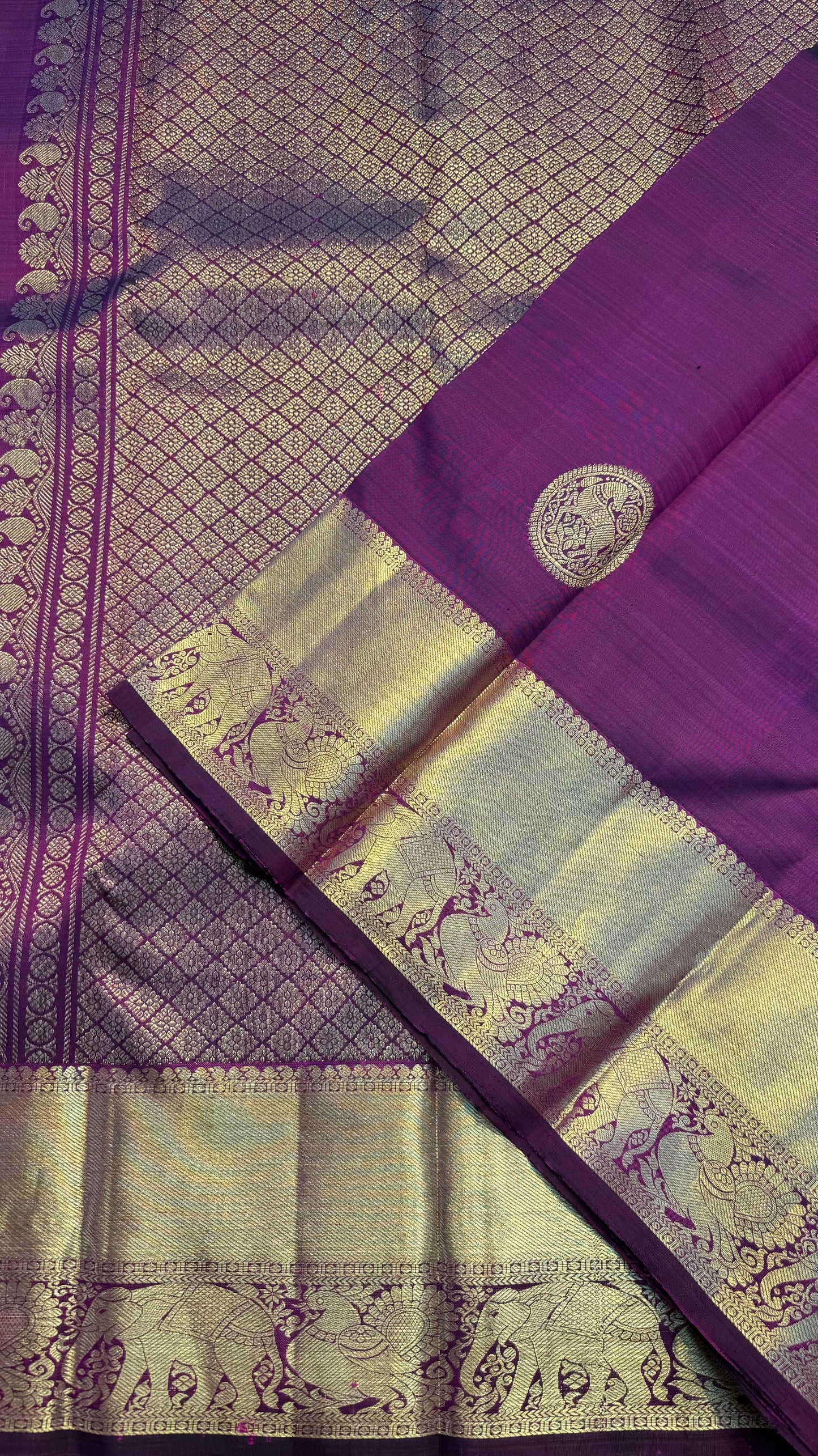 ROYAL PURPLE GOLD ZARI HANDLOOM KANCHIPURAM SILK SAREE (KSS397)