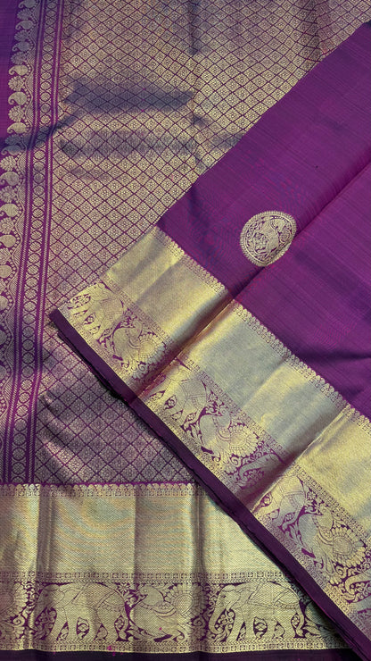 ROYAL PURPLE GOLD ZARI HANDLOOM KANCHIPURAM SILK SAREE (KSS397)