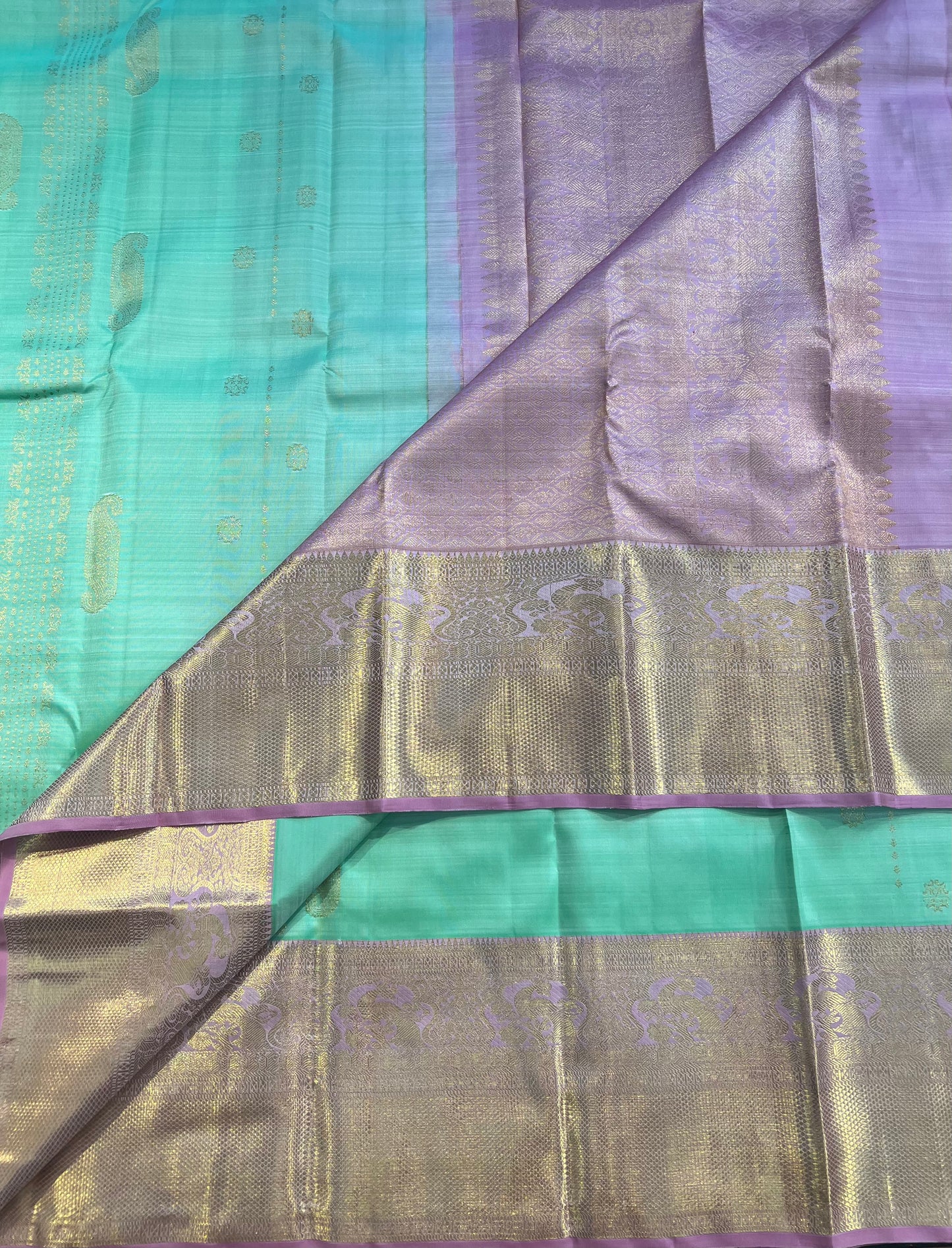 GRANNY SMITH APPLE GREEN KANCHIPURAM HANDLOOM SILK SAREE