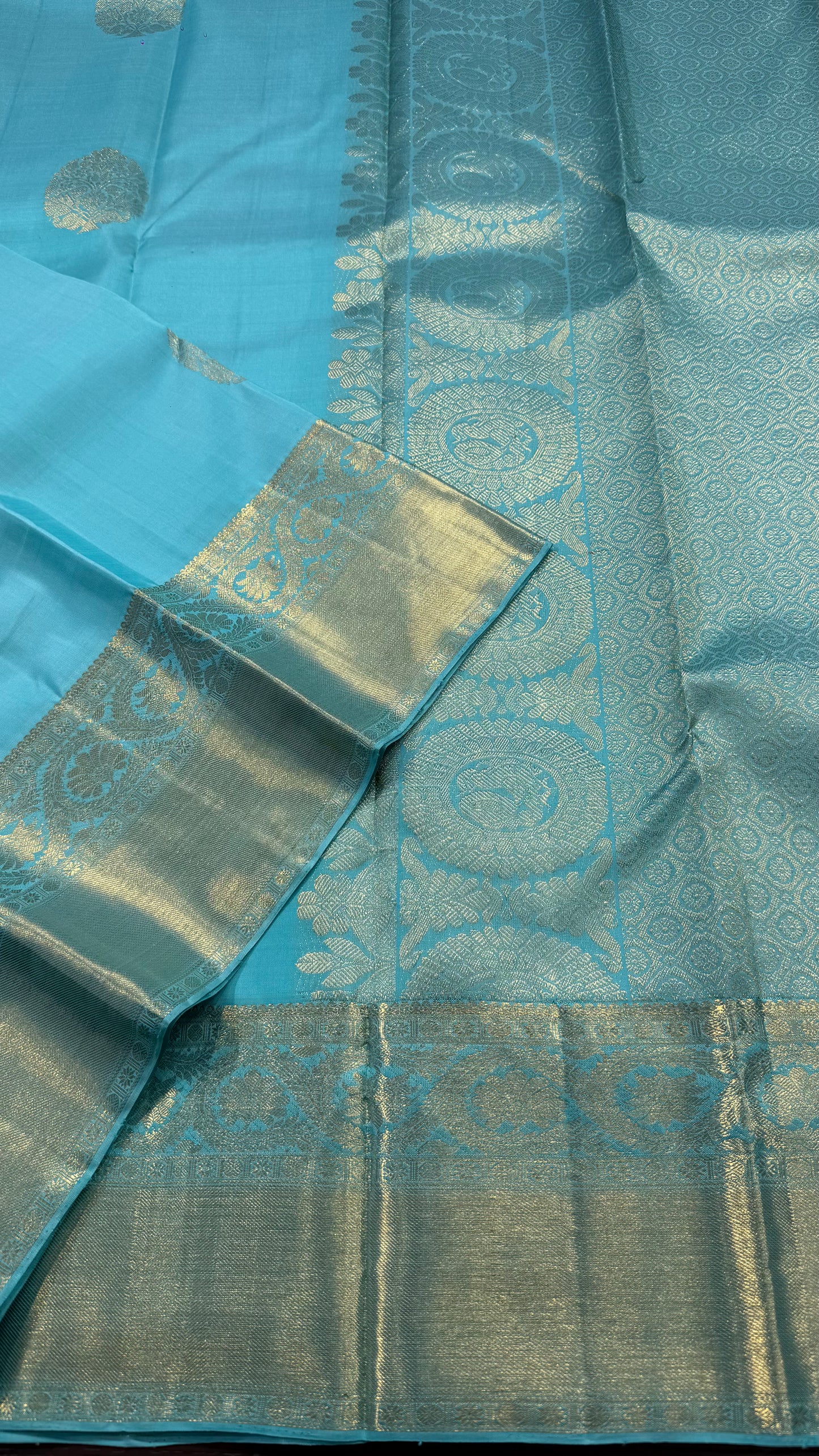 TURQUOISE BLUE HANDLOOM KANCHIPURAM SILK SAREE (KSS 536)