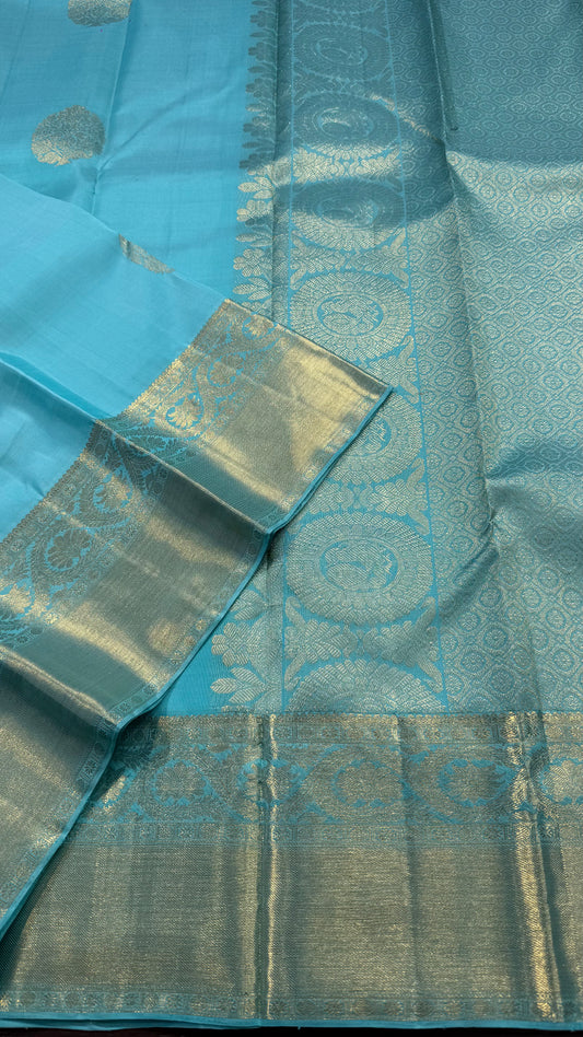 TURQUOISE BLUE HANDLOOM KANCHIPURAM SILK SAREE (KSS 536)
