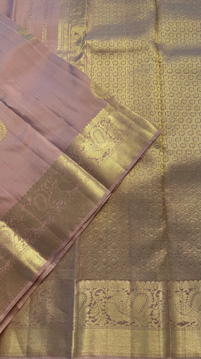 TUSCAN GOLD ZARI HANDLOOM KANCHIPURAM SILK SAREE (KSS348)