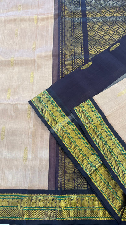 COFFEE & DARK BROWN KANCHIPURAM HANDLOOM SILK COTTON SAREE(KSC70)