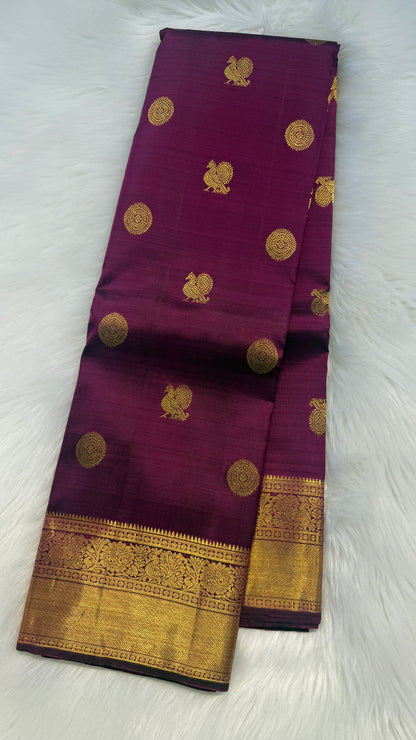 ROYAL PURPLE GOLD ZARI HANDLOOM KANCHIPURAM SILK SAREE (KSS169)