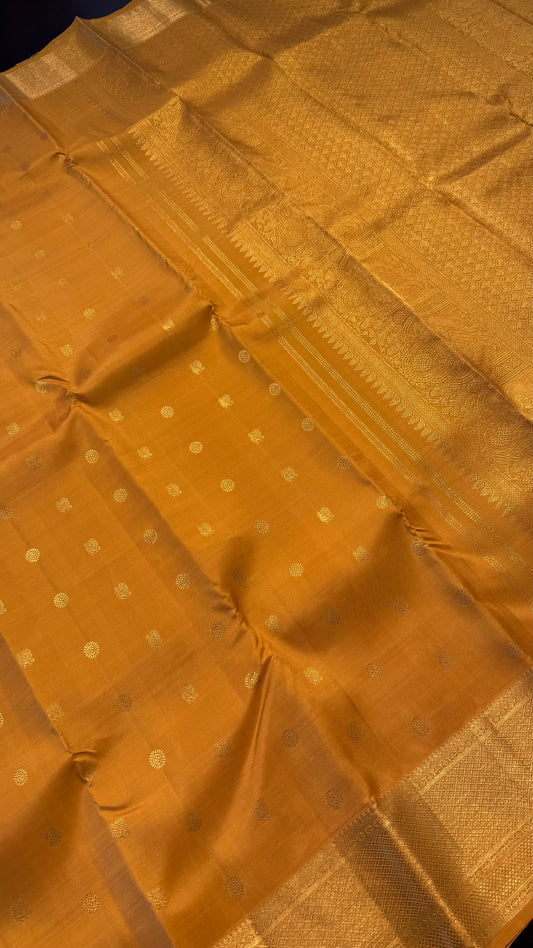 GOLDEN YELLOW HANDLOOM KANCHIPURAM SILK SAREE (KSS382)