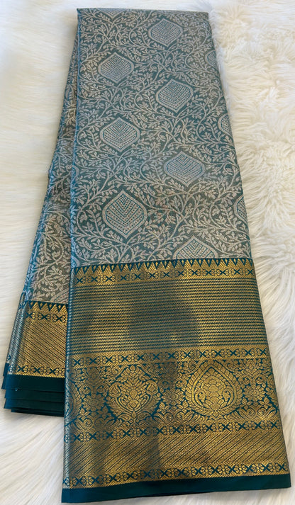 GREEN SEMI SILK KANICHIPURAM SILK SAREE (SSKS26)