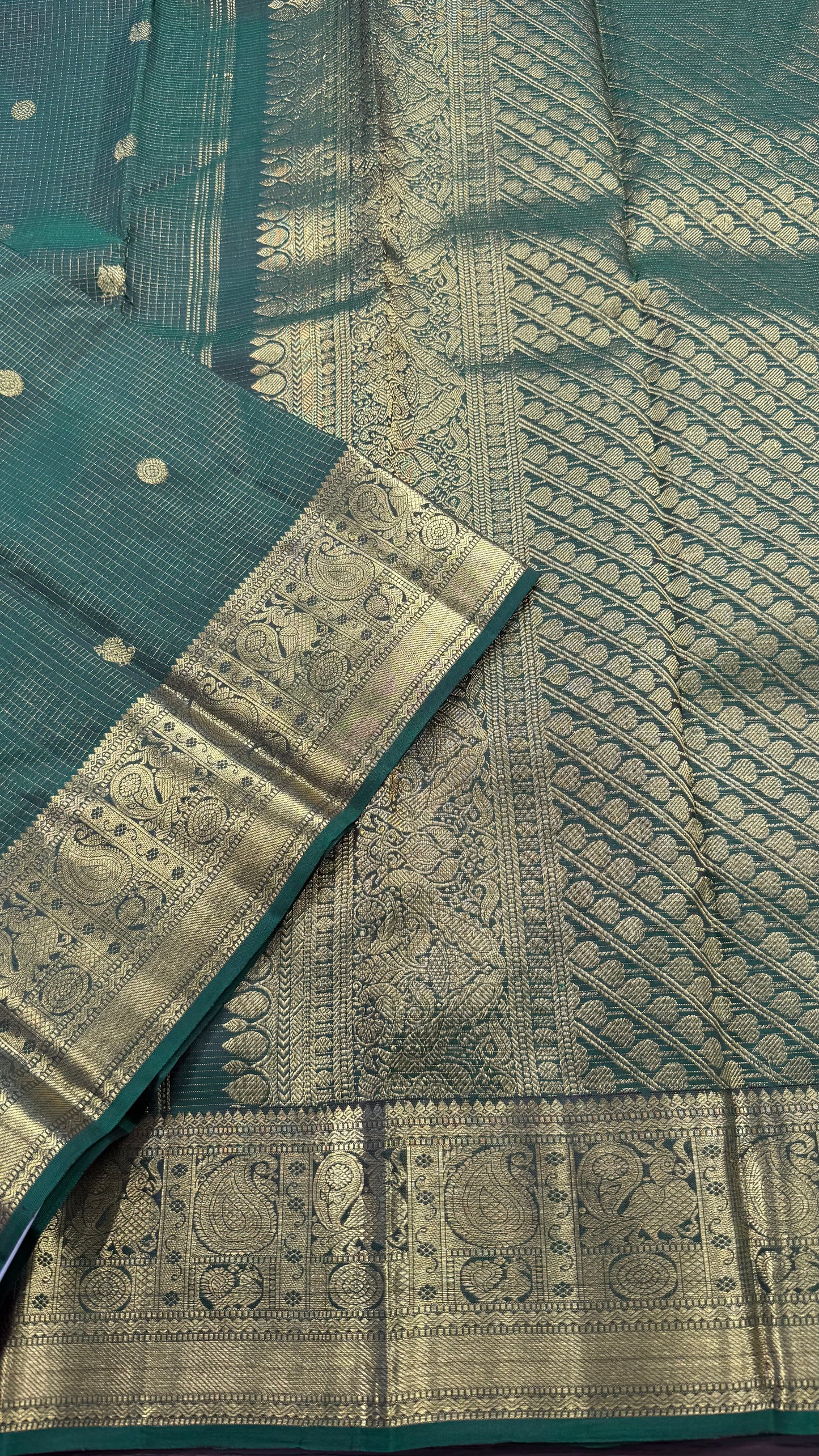 HUNTER GREEN PURE KANCHIPURAM HANDLOOM SILK SAREE SILK(KSS 573)