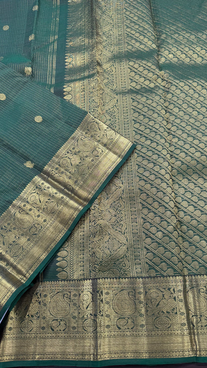 HUNTER GREEN PURE KANCHIPURAM HANDLOOM SILK SAREE SILK(KSS 573)