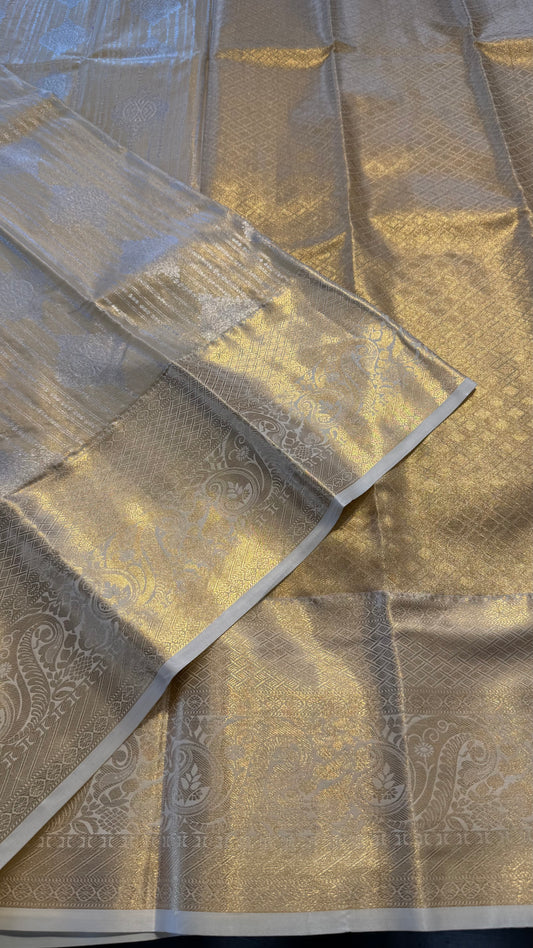 PALE GOLD SEMI SILK KANICHIPURAM SILK SAREE (SSKS18)
