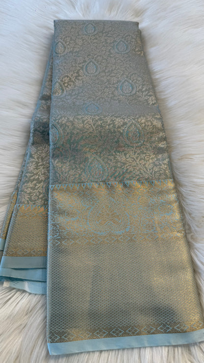 BLUE SEMI SILK KANICHIPURAM SILK SAREE (SSKS29)