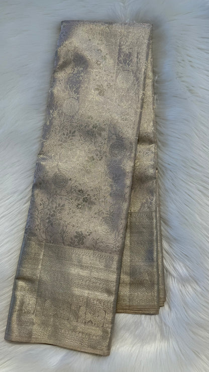 CHAMPAGNE GOLD ZARI HANDLOOM KANCHIPURAM SILK SAREE (KSS285)