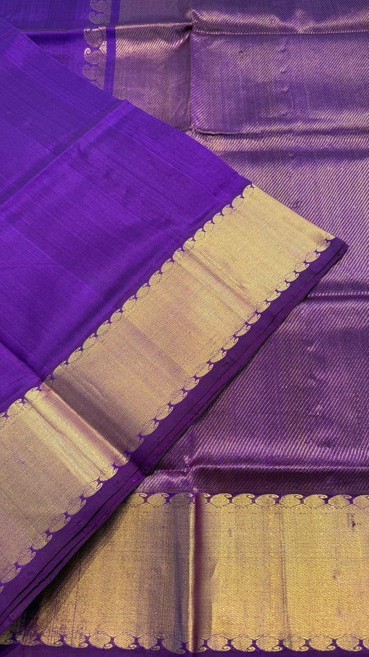 VADAMALLI PURPLE GOLD BORDER HANDLOOM KANCHIPURAM SILK COTTON (KSC08)
