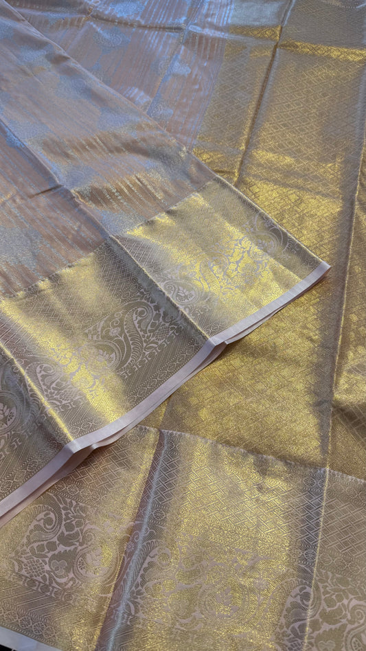 PEACH SEMI SILK KANICHIPURAM SILK SAREE (SSKS19)