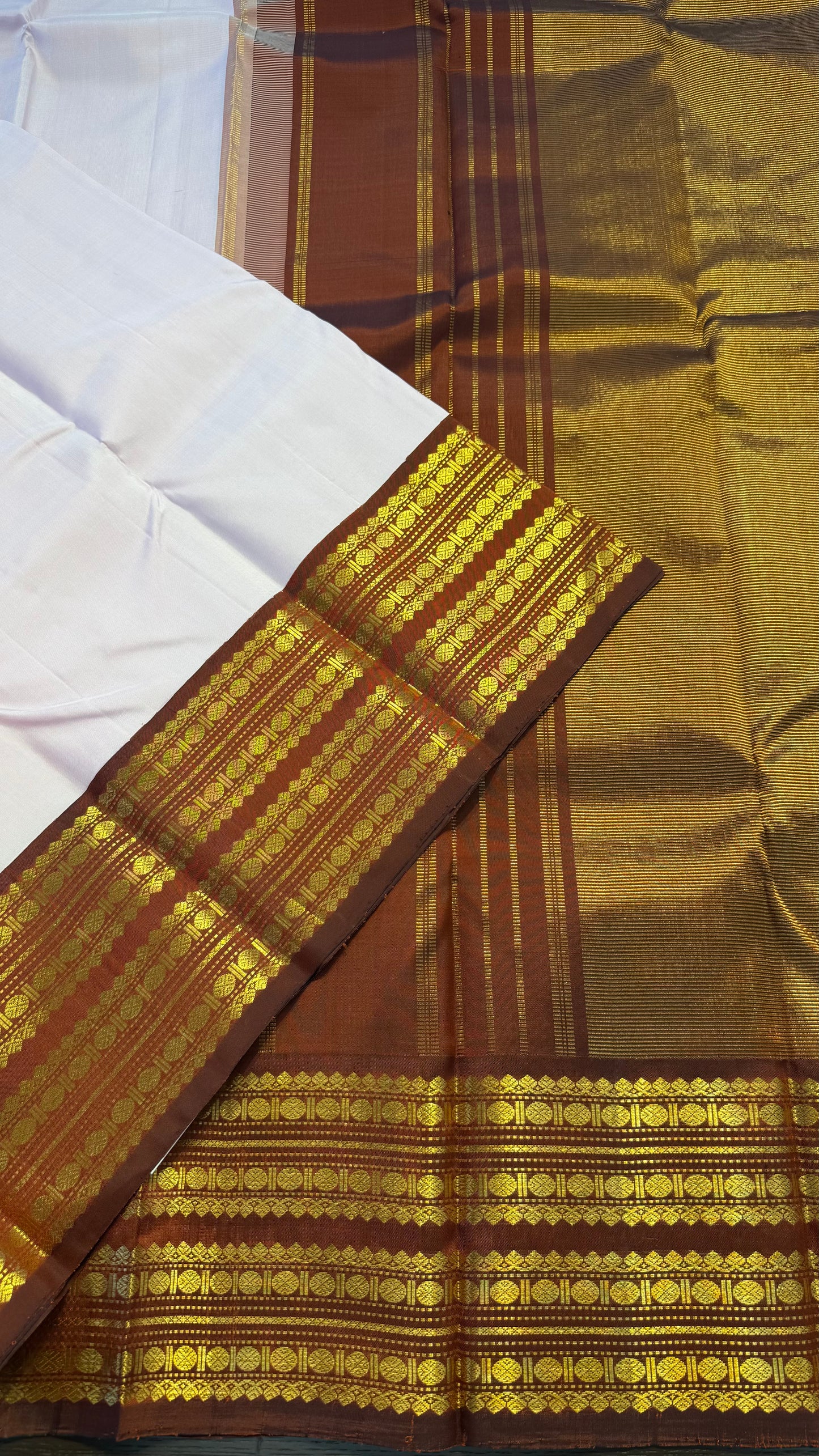 BABY PINK WITH CONTRAST DARK BROWN GOLD ZARI HANDLOOM KANICHIPURAM SILK SAREE (KSS176)