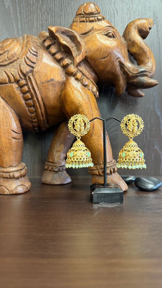 Anbini Pastel Green Pearl Jhumka
