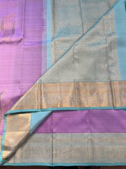 PASTEL LAVENDER PURPLE KANCHIPURAM HANDLOOM SILK SAREE