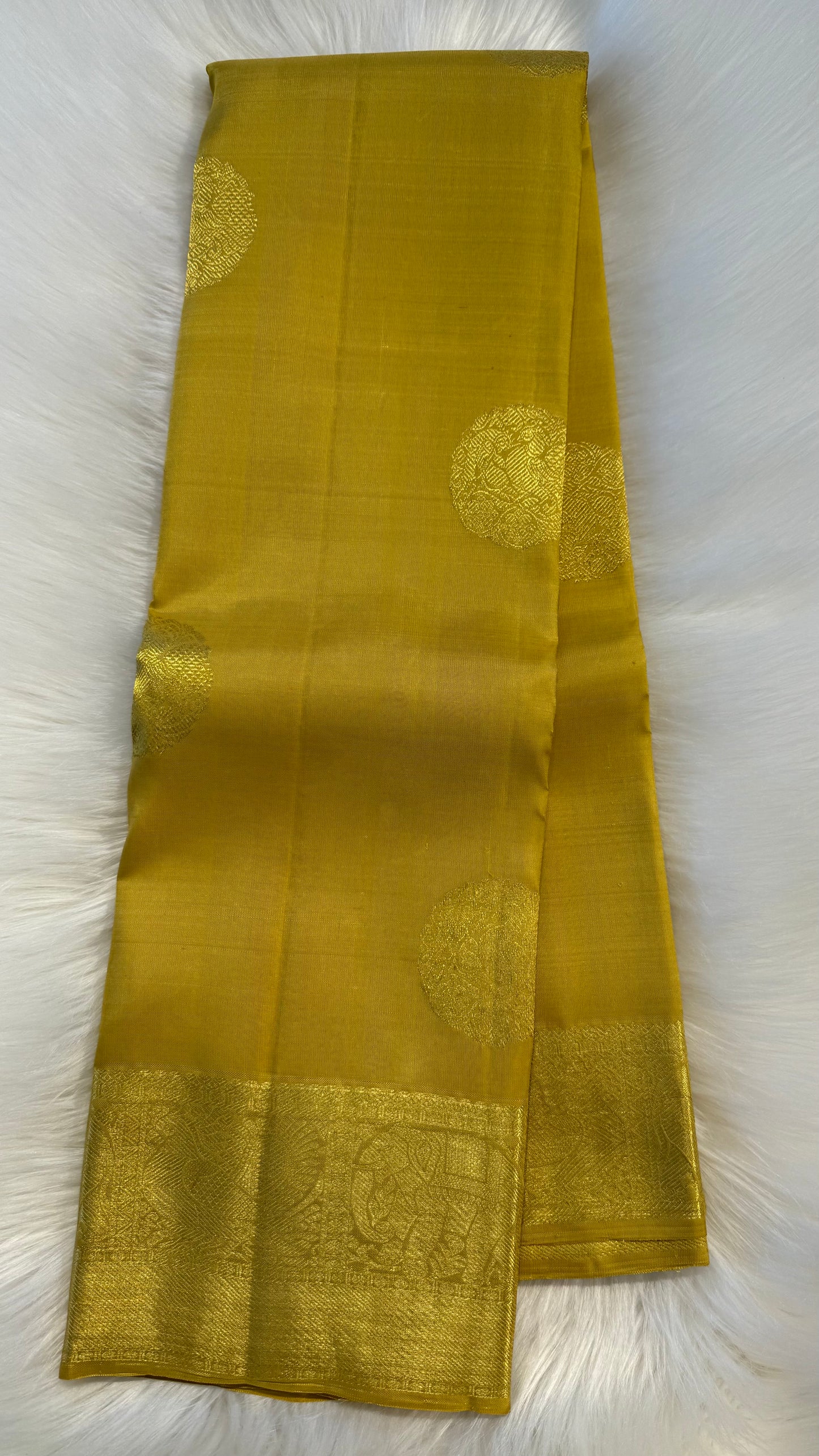 MUSTARD YELLOW HANDLOOM KANICHIPURAM SILK SAREE (KSS331)