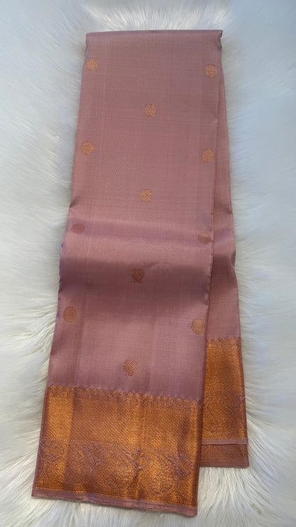 NUDE PINK HANDLOOM KANCHIPURAM SILK SAREE (KSS317)