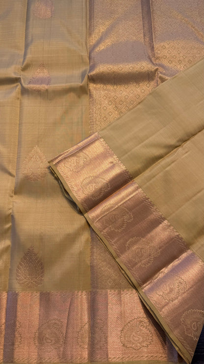OLIVE GREEN HANDLOOM KANCHIPURAM SILK SAREE (KSS323)