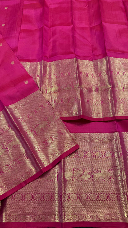 BARBIE PINK PURE HANDLOOM KANCHIPURAM  SILK SAREE (KSS 568)