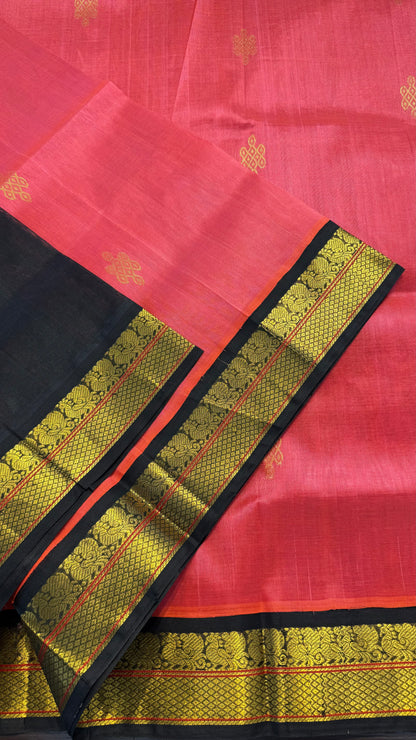 KANAKAMBARAM WITH CONTRAST DARK BROWN KANCHIPURAM SILK COTTON (KSC11)