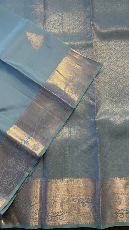 LIGHT BLUISH GREY HANDLOOM KANCHIPURAM SILK SAREE (KSS316)